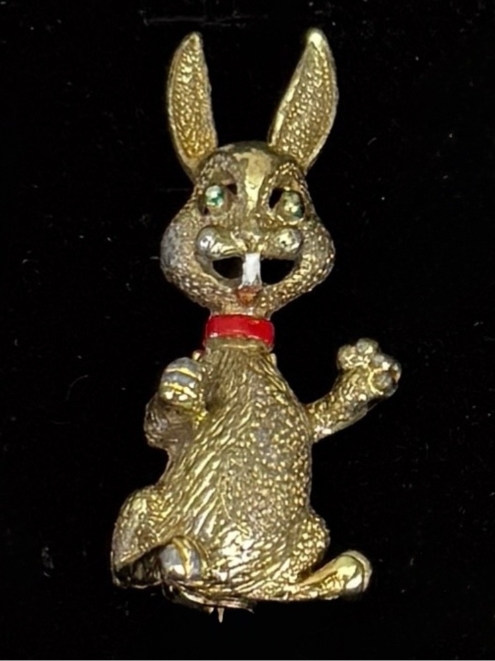 Vintage Aged Goldtone Small Rabbit Brooch Pin